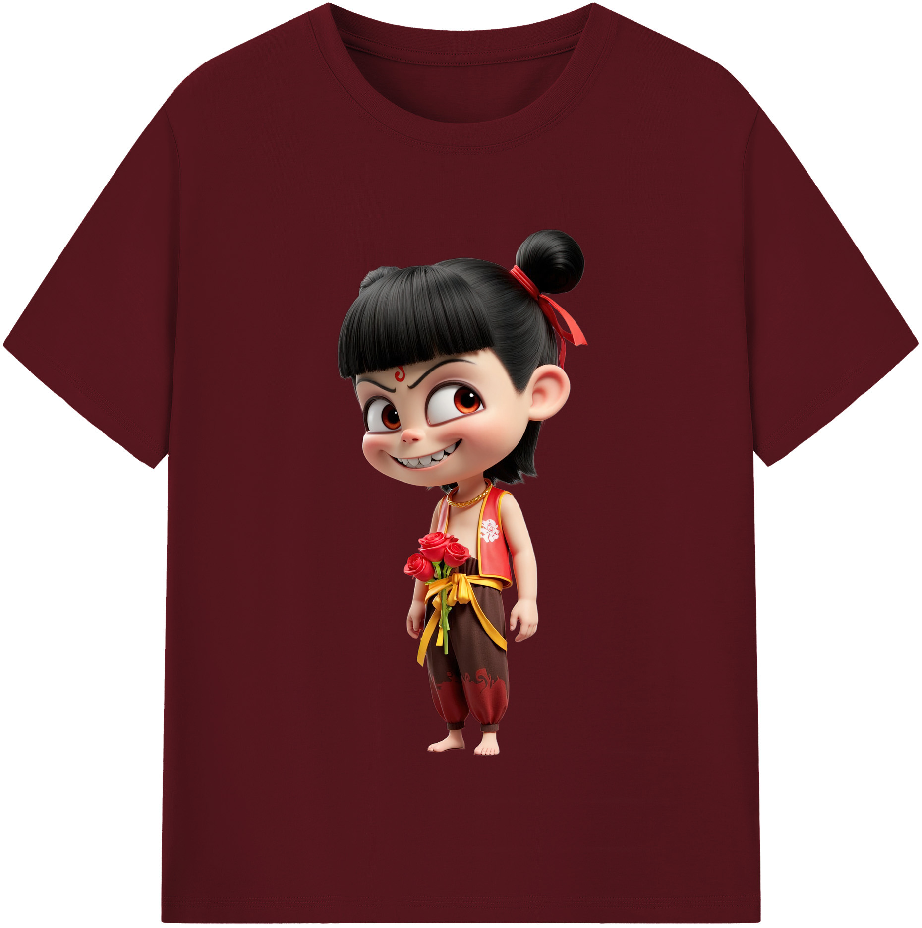 （画像用） Ne Zha 2 ナタ 魔童の大暴れ 綿100％半袖Tシャツ（フロントプリント）